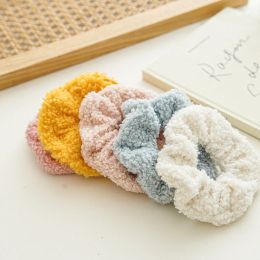 Soft Plush Scrunchies Candy Colour Lamb Wool Elastic Hair Band Fluffy Ponytail Holder Hair Ties Winter Headwear Hair Accessories