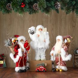 Christmas Decorations 28/30cm Christmas Santa Claus Doll Merry Christmas Decorations Desktop Standing Santa Claus Ornament Xmas for home Navidad 231101