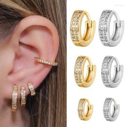 Hoop Earrings INS Earring Women Luxury Zircon Lobe Cartilage Piercing Huggie Round Heart Shaped Ear Buckle Jewellery