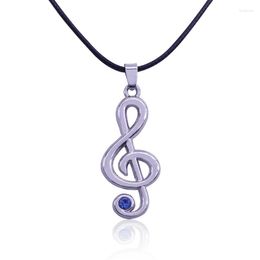 Pendant Necklaces Fashion Simple Hollow Music Shape Cute Girl Necklace Leather Rope Jewelry Gift Selection Direct Sales