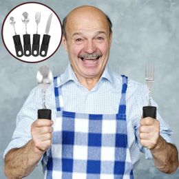 Dinnerware Sets 4 Pcs Bendable Cutlery Weighted Utensils Elderly Gadgets Disabled People Parkinsons Meal Stainless Steel Adults Flatware