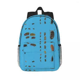 Backpack Blue Full Of Bugs. Backpacks Bookbag Cartoon Students School Bags Travel Rucksack Shoulder Bag Large Capacity