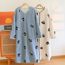 Women's Sleepwear Winter Warm Pullover Robe Night Dress Women Pajamas Bathrobe Nightgowns Woman Clothing Pijama Mujer Flannel Pyjama