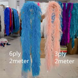 1 or 2 Meter Feather Boa 6ply 3ply 2ply Thick Fluffy Ostrich Plumas Decoration Trim Costume Clothing Sewing Accessory