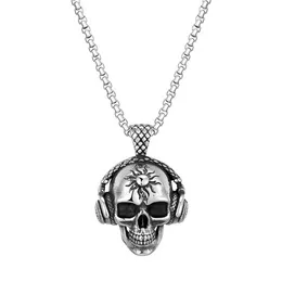 Pendant Necklaces 316L Stainless Steel Skull With Headphones Music Necklace For Men Women Punk Gothic Hip Hop Rock Trendy Jewellery Gift