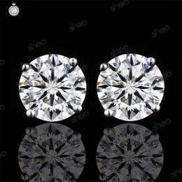 Factory Outlet Wholesale Price Gold Plated 2ct Round Brilliant Cut Moissanite Gemstone Classic Studs Fine