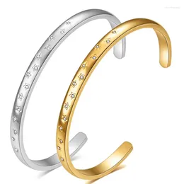 Bangle KOTiK Zircon Stars Stainless Steel Bracelets Female Bangles For Woman Gold Color Crystal Wedding Luxury Jewellery Gifts