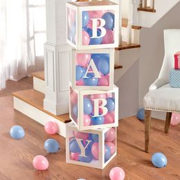 Gift Wrap Customise Letter Transparent Name Baby Shower Box 1st Birthday Party Decorations Kids Balloon Box Wedding Baby Shower Girl Decor 230331