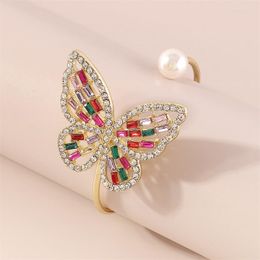 Bangle European And American Fashion Cutout Shiny Bracelet Pearl Butterfly Opening Light Luxury Romantic Personality Female