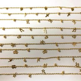 Anklets Random 9Pcs/lot Butterfly Heart Star Cross Gold Colour Stainless Steel Anklets For Women Indian Jewellery Summer Beach-Barefoot 231031