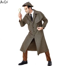 Ani Mediaeval Renaissance Detective Coat Trench Costume Halloween Spy Clothes Drama Stage Cosplay SCA LARP