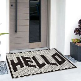 Carpet Lattice HELLO Door Mat Pvc Silk Loop Entrance Rugs Easy to Clean Doormats Hallway Arbitrary Cropping Decorative Home 231031