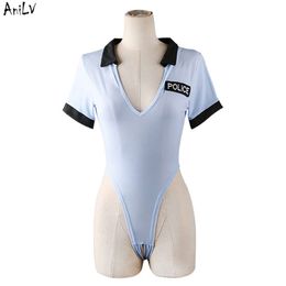 LCSP Women Police One-piece Swimsuit Bodycon Uniform Cosplay SUKUMIZU Temptation Lingerie Swimwear Party Costume Clothes cosplay