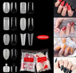 500PCS Clear False Nail Tips Lady French Style Acrylic Artificial Tip Manicure with Bags of 10 Sizes for Nail Art Salons and Home 3490389