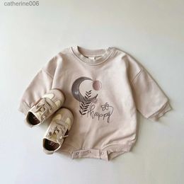 Jumpsuits INS Newborn Baby Girls Romper Sweatshirts Romper Clothing Floral Embroidery Baby Boys Jumpsuits Sweatshirt Korean Outfit RomperL231101