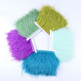 Hot Sale Natural Ostrich Feather Fringe Trim 8-10cm Fluffy Long Feathers Dress Sewing Trimmings Clothes Decor Party Decoration