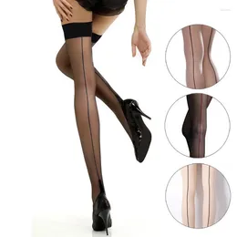 Women Socks 1Pair Lingerie Stockings With Back Seam Thigh High Pantyhose Nylon Sheer Fashion Ultra-thin