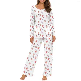 Women's Sleepwear Women Piece Floral Lounge Set Long Sleeve Shirt Wide Leg Palazzo Pants Outfits Matching Pajamas Sleeved