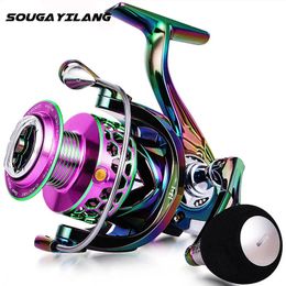 Baitcasting Reels Sougayilang Fishing Reel Colourful Aluminium Spool Ultra Smooth Light Weight Spinning Reel 121 BB for Carp Bass Trout Fishing 231101