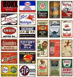 Motor Oil Plaque Gasoline Tin Signs Vintage Metal Poster Retro Garage Decor Retro Bar Pub Gas Station Decorative Wall Plate9580504