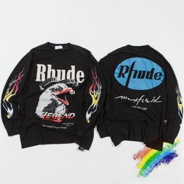 Men s Sweaters RHUDE Los Angeles Limited Flame Eagle Long Sleeve T Shirt Men Women 1 High Quality Tee Top Oversize Inside Tags 231101