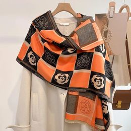 Scarves Design Scarf Women Luxury Echarpes Plaid Flower Print Shawl Wraps Winter Warm Cashmere Bufanda Pashmina Big Size Blanket