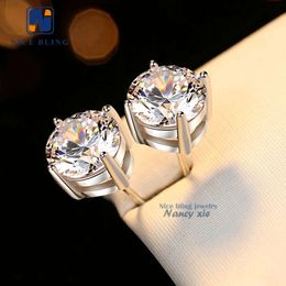 Affordable Price Screw Back Vvs Moissanite Hip Hop Iced Out S925 Silver 10k 14k Gold Diamond Ear Studs