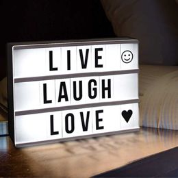 Night Lights 2018 DIY A4 A6 Size LED Combination Light Box Night Table Lamp DIY BLACK Letters Cards USB Powered Lightbox P230331