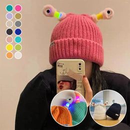 Berets Parent Child Cute Glowing Little Knit Hat Funny Bills Cold Weather Warm Gear For Men Winter Hats Women With Ear