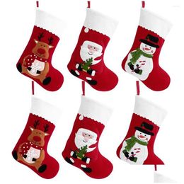 Christmas Decorations Christmas Decorations 6Pcs Felt Holiday Stockings Gift Kids Bags Treat Candy For Home Tree Decor Year 2023 Drop Dhc8E