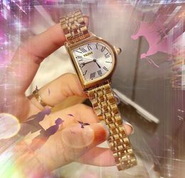 Elegant Fashion Luxury Women Watch Rose Gold Silver Colour Small Trend Clock Quartz Movement Stainless Steel Tank Series Super Bright Waterproof Wristwatch Gifts