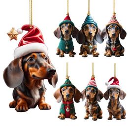 Julgran hängande ornament Dachshund hundformade hängsmycken för hemmjonekorationer Xmas nyårsgåvor