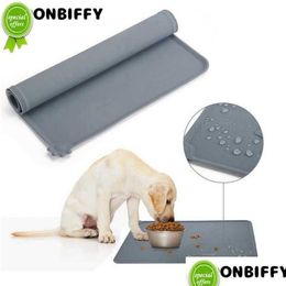 Dog Bowls & Feeders Dog Bowls Feeders Pet Cat Bowl Food Mat With High Lips Sile Non-Stick Waterproof Feeding Pad Puppy Feeder Tray Wat Dhhwe