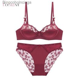 Set sexy Logirlve Set di biancheria intima con stampa di lusso Set da donna con fiocco Moda rosso Reggiseno push up Mutandine Set Lingerie sexy Set di reggiseno sottile in pizzo ricamatoL231101