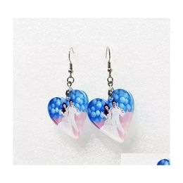 Sublimation Blanks Clear Plastic Love Heart Earrings Blank For Custom P O Printing With Earhook Drop Delivery Office School Business Dhfrn