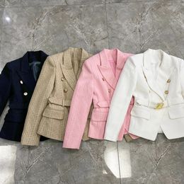 Women's Jackets Spring And Autumn Products Net Red High-end Fabric Belt Metal Buckle Top Coat Women's Blazer S-5XL 231031