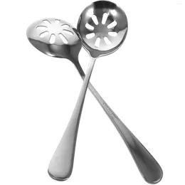 Forks 2 Pcs Buffet Serving Utensils Stainless Steel Colander Ergonomic Spoons Portable Slotted Household Dinner