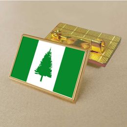 Party Norfolk-Island Flag Pin 2.5*1.5cm Zinc Die-cast Pvc Colour Coated Gold Rectangular Rectangular Medallion Badge Without Added Resin