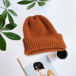 Ball Caps Autumn/winter Imitation Rolled Hem Solid Color All Get Knitted Hat Men's And Women's Flanged Cold Gloves Scarf Set