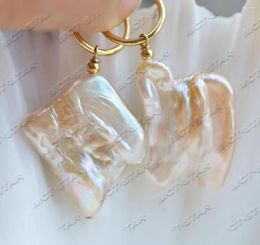 Dangle Earrings Z11791 32mm Pink Baroque Coin FW Pearl Earring Women Jewellery