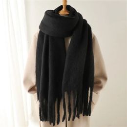 Scarves Winter Scarf for Women Cashmere Warm Solid Pashmina Blanket Wraps Female Thick Soft Bufanda Big Tassel Shawl Long Poncho Echarpe 231101