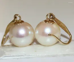 Dangle Earrings PERFECT 8-9MM ROUND WHITE SOUTH SEA PEARL EARRING 14K YELLOW GOLD