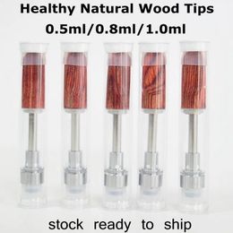 Wood Cartridge 0.5ml 0.8ml 1.0ml Ceramic Cartridges 510 Thread Wood-tip Empty Disposable Vape Pen PVC Tube Customise Cart Packaging Oil Tank