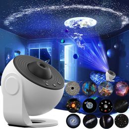 Night Lights LED Star Projector Night Light 12 in 1 Planetarium Projection Galaxy Starry Sky Projector Lamp USB Rotate Nightlights Kids Gifts P230331