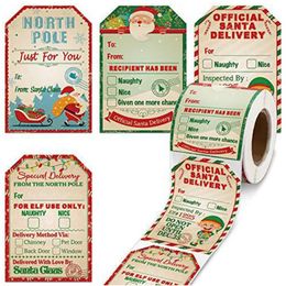 From Santa Claus Stickers Roll Vintage Christmas Tags Stickers Xmas Labels Name Tags for Christmas Decorations gifts 200pcs/Roll