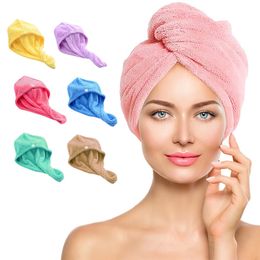 Hair Towel Twist Drying Towels Twist Microfiber Thicken Cap with Button for Women Super Absorbent Quick-Drying Hair Care Cap