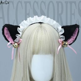 Ani Lolita Girl Cute Sweet Cat Bell Headband Animal Ears Plush Maid Headwear Cosplay cosplay