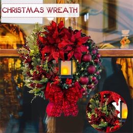 Christmas Decorations Christmas Garland 40CM Red Christmas Wreath for Front Door Gold Window Wall Door Christmas Decorations Ornament 231030