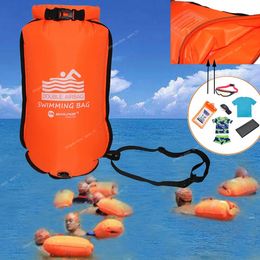 20L Inflatable Open Swimming Buoy Tow Float Dry Bag Double Air Bag with Waist Belt for Swimming Water Sport Storage Safety bag Water Safety ProductsLife Buoy