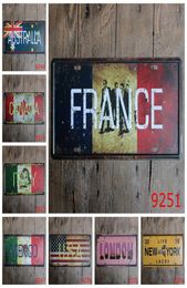 France USA New York London Canada Mexico Italy Australia Car Metal Licence Plate Vintage Decor Tin Sign Bar Pub Cafe Garage Metal 3005500